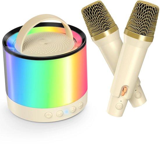 Karaoke stroj s 2 bezdrôtovými mikrofónmi, bluetooth karaoke reproduktor pre deti a dospelých - ružový
