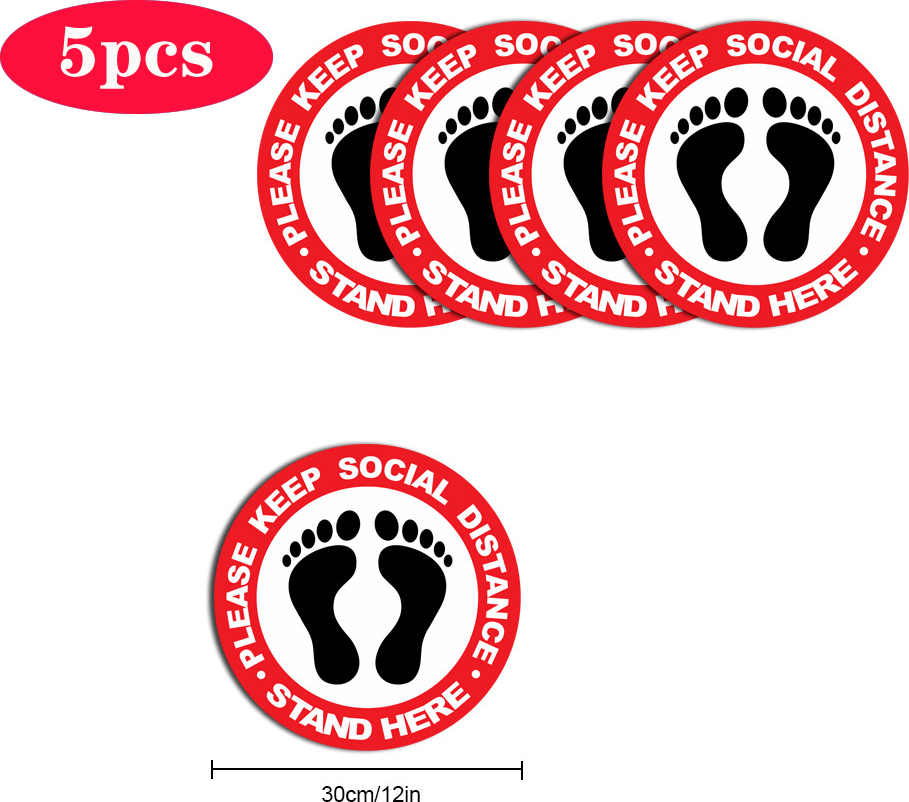 Alle Hersteller 5pcs/10pcs Social Distancing Floor Decals für Sicherheitshinweis Marker Bitte halten Abstandshalter hier 5pcs 675319431