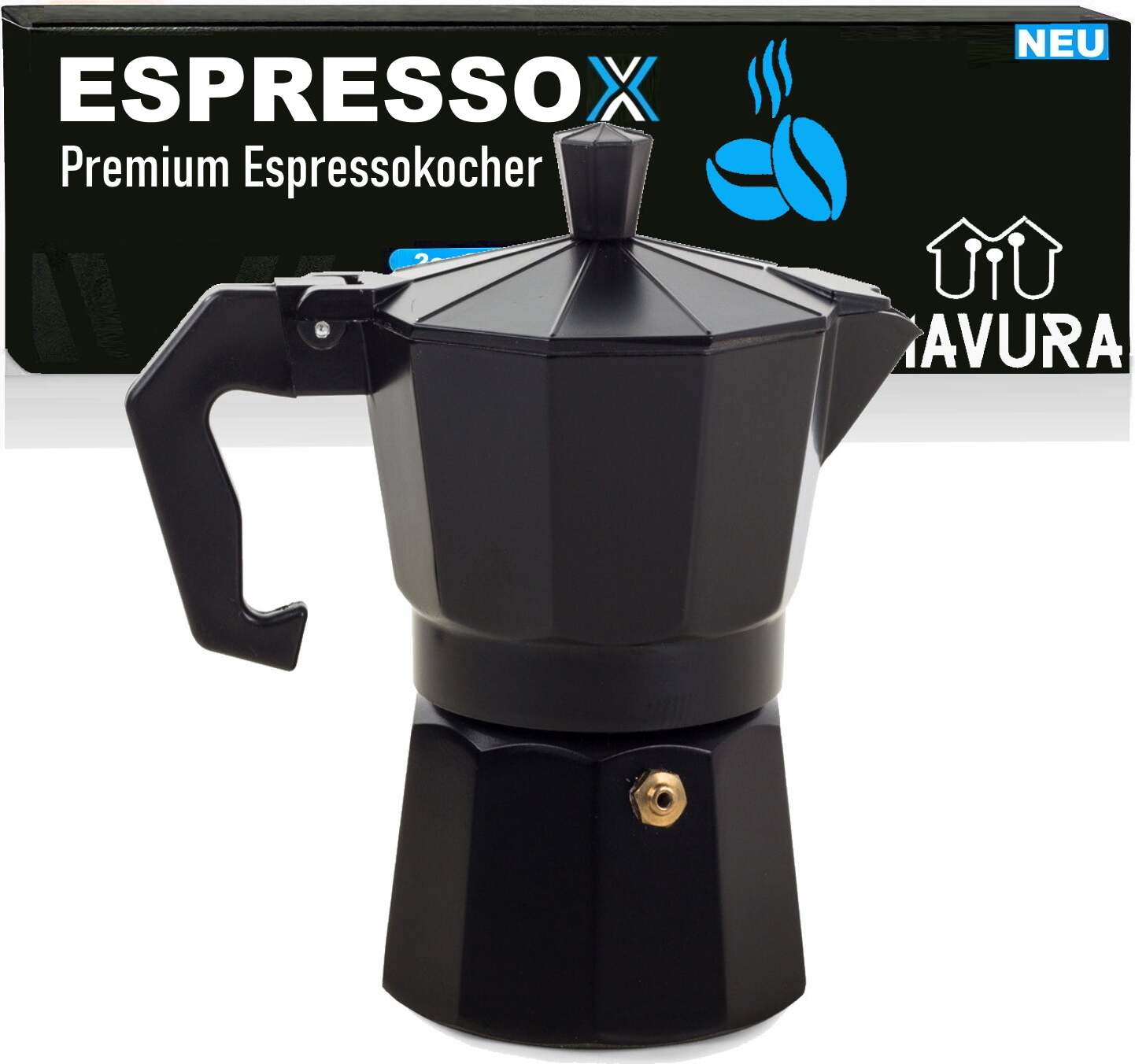 ESPRESSOX kávovar na espresso kávovar na moka kávovar na espresso čierny