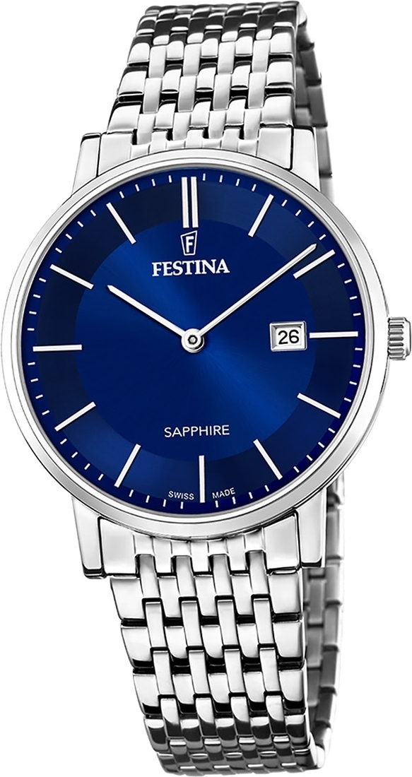 Festina pánske hodinky z ušľachtilej ocele strieborné Festina Swiss Made náramkové hodinky D2UF20018/2