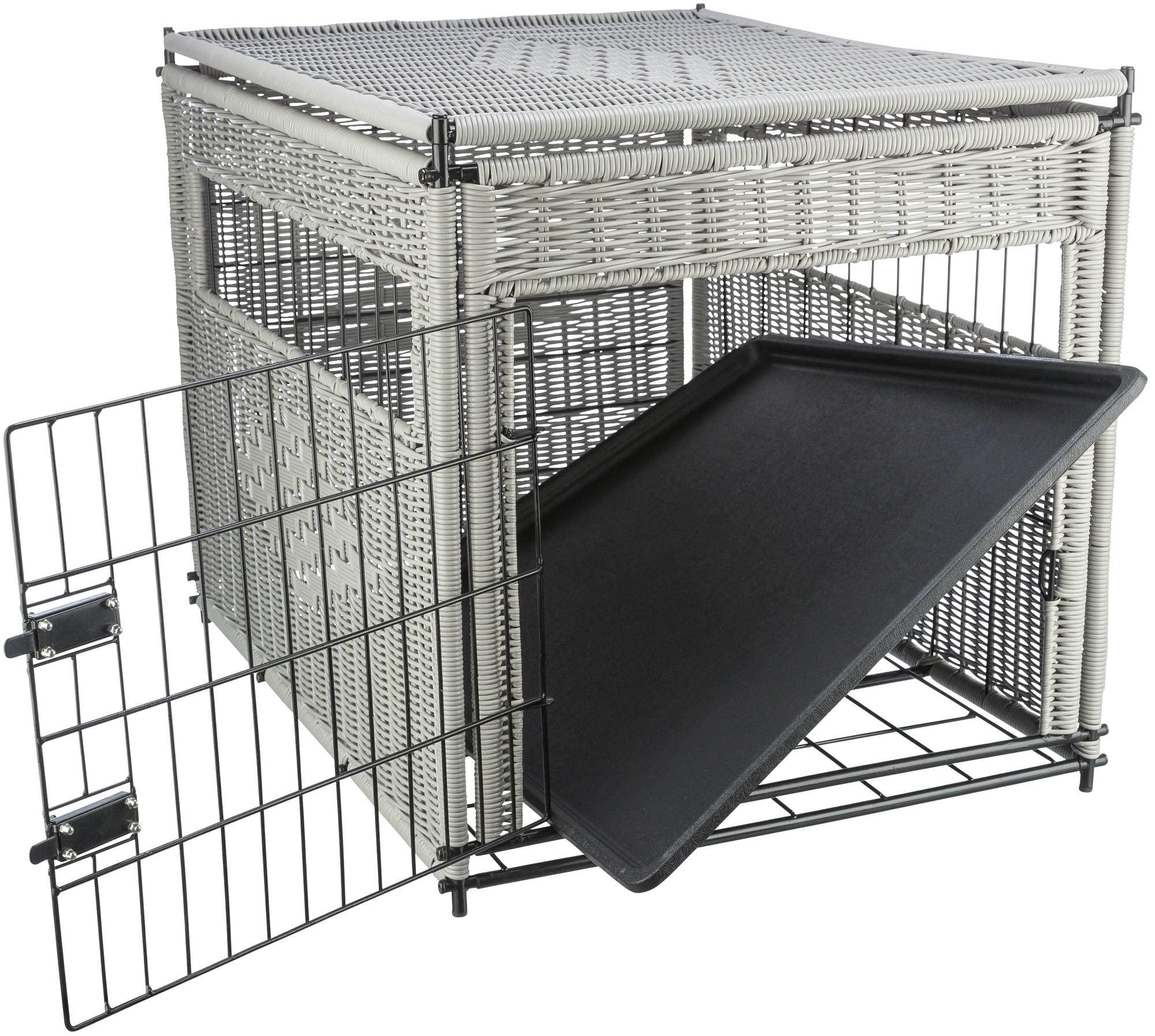Trixie Hundebox für kurzzeitige Unterbringung, POLYRATTAN, M: 58 × 60 × 77 cm, Hellgrau 39749