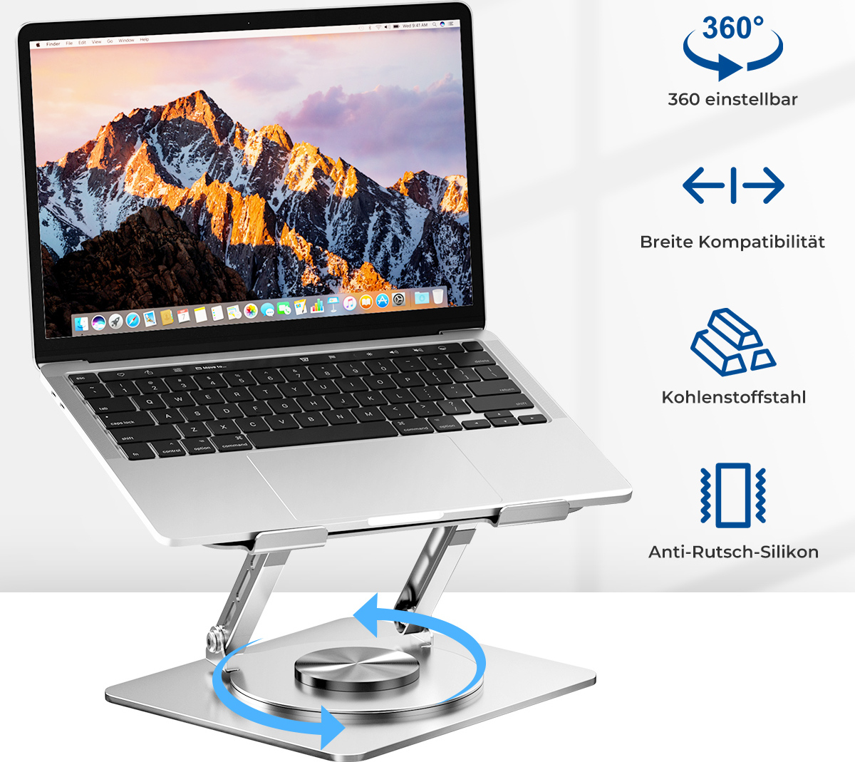 Hoppac Laptop-Ständer Aus Aluminium - 7-stufig Verstellbar, Zusammenklappbar, Belüftet & Tragbar