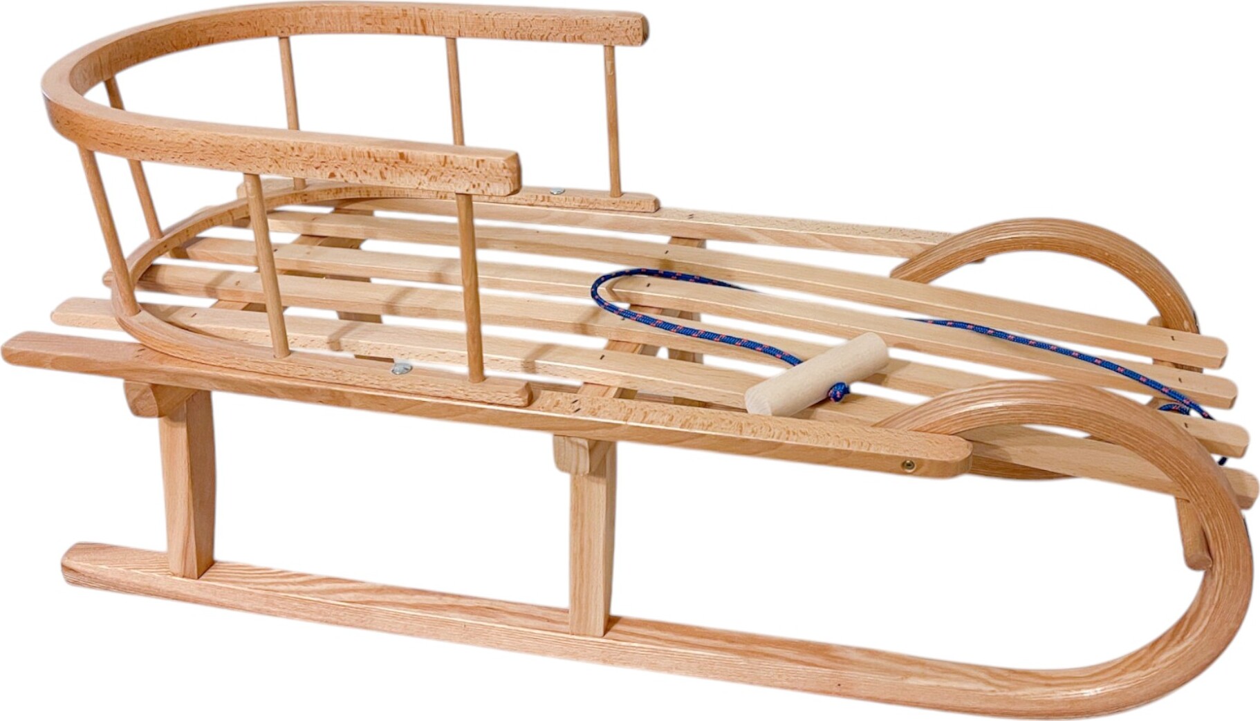 PEEWIT Holzschlitten mit Schafhörnern für Kinder, massiv und langlebig