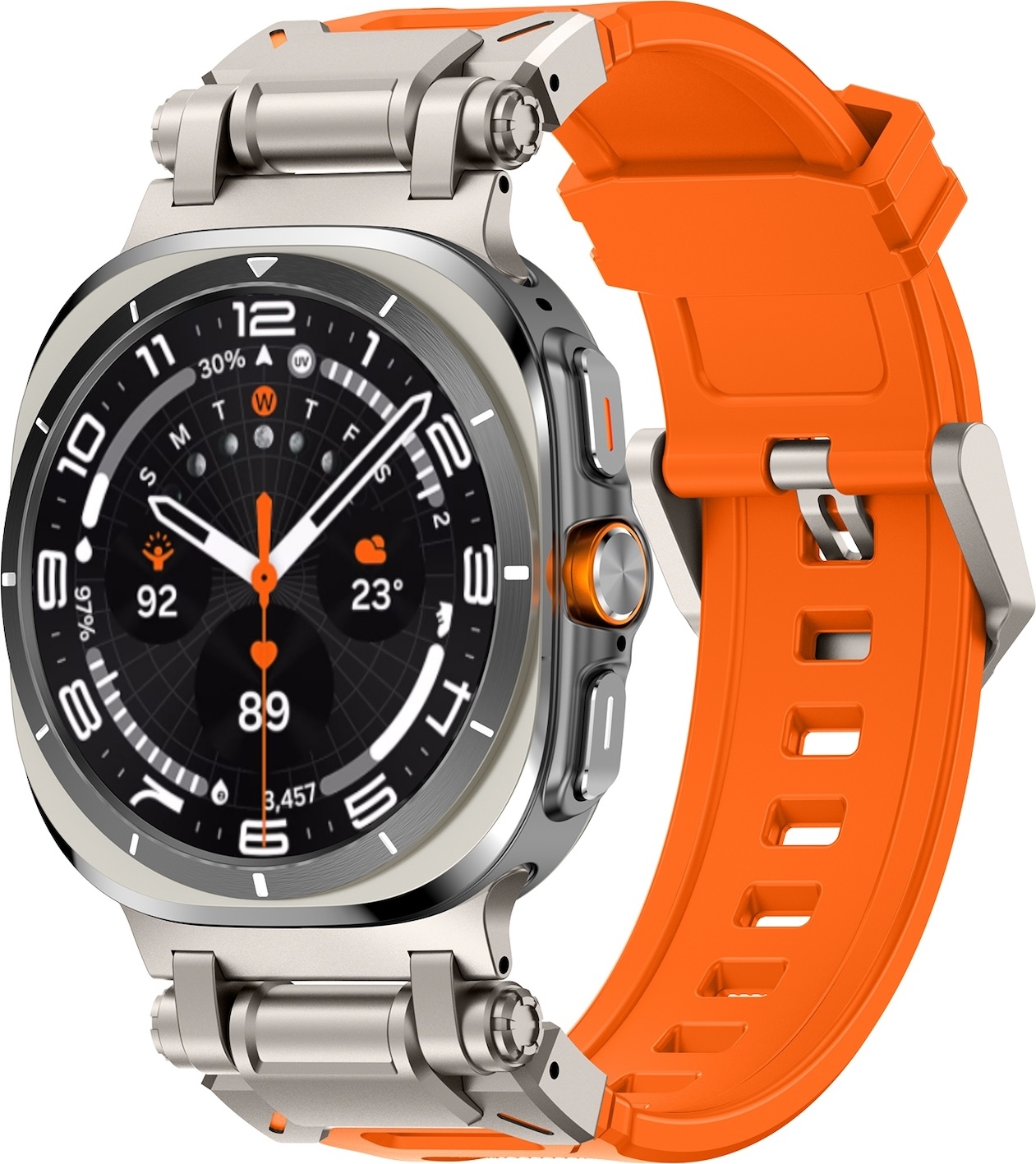 Pre Samsung Galaxy Watch Ultra 47 mm silikónový pás z titánovej zliatiny Orange