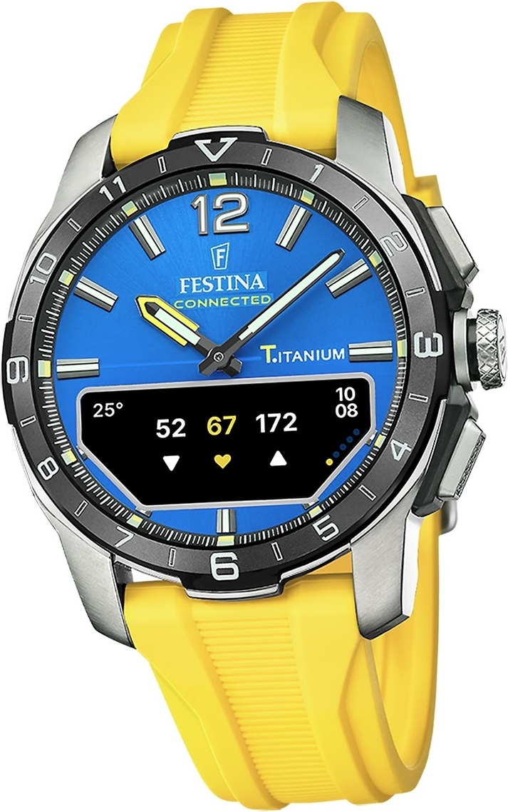Festina pánske hodinky silikónové žlté Festina Connected náramkové hodinky D2UF23000/8