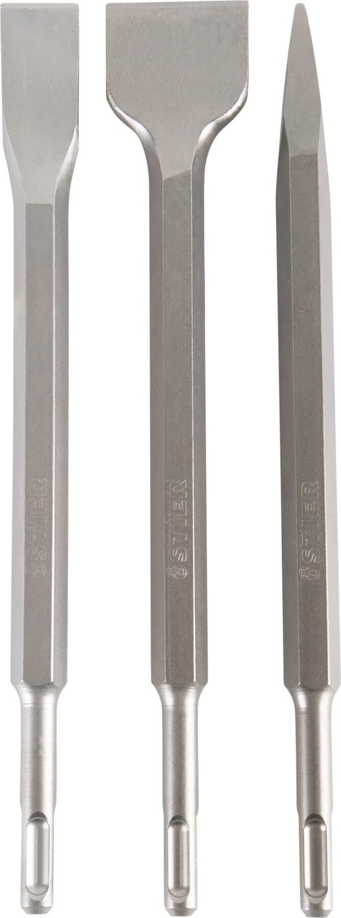 STIER Meißel-Set, SDS-plus, 3-teilig, SDS Meißel, Bohrhammer Meißel, Bohrmeißel, SDS Plus Meißel Set 903481