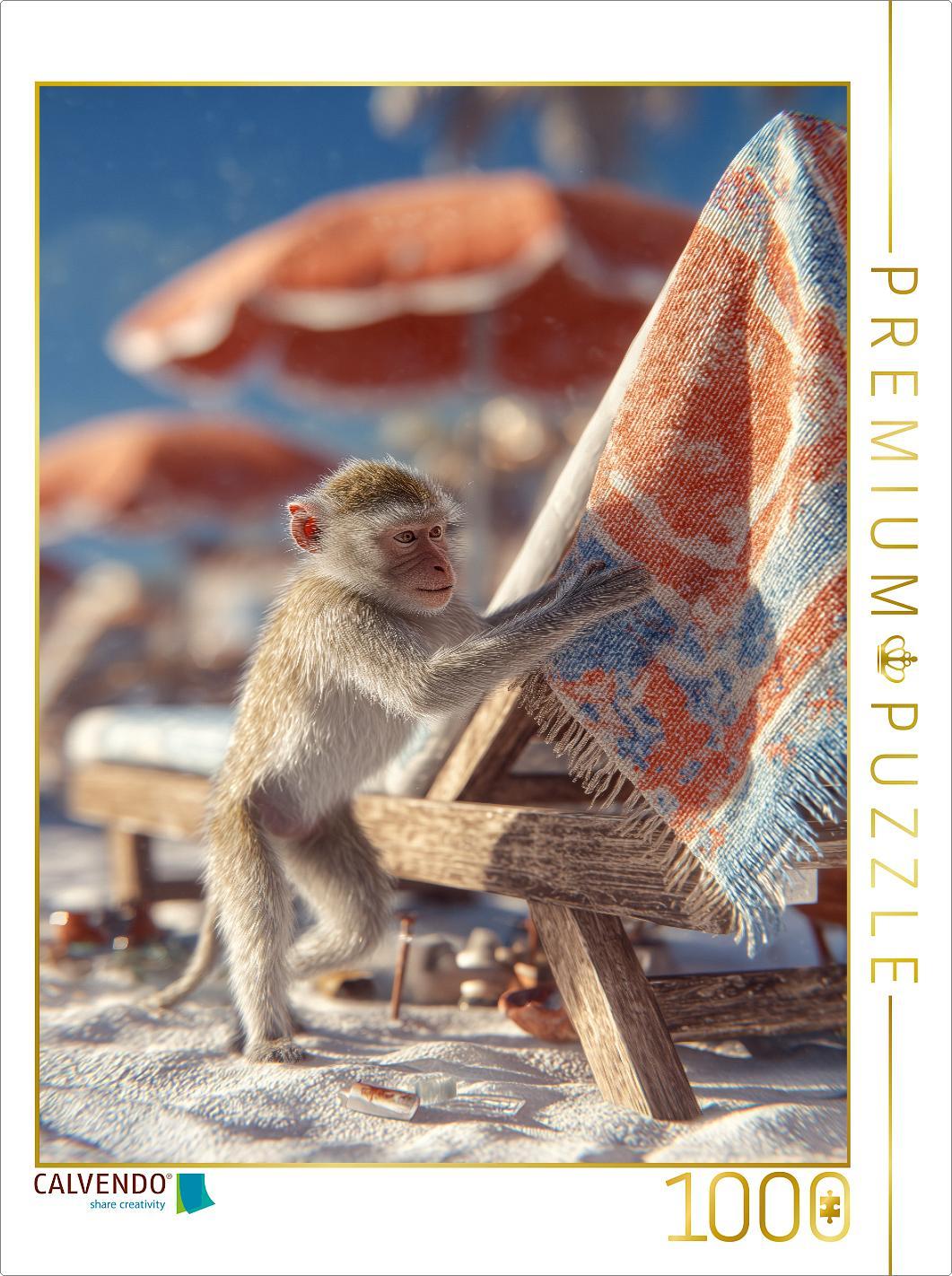 CALVENDO Puzzle Badetuchdiebstahl am Strand im Urlaub | 1000 Teile Lege-Größe 64x48cm Foto-Puzzle für glückliche Stunden