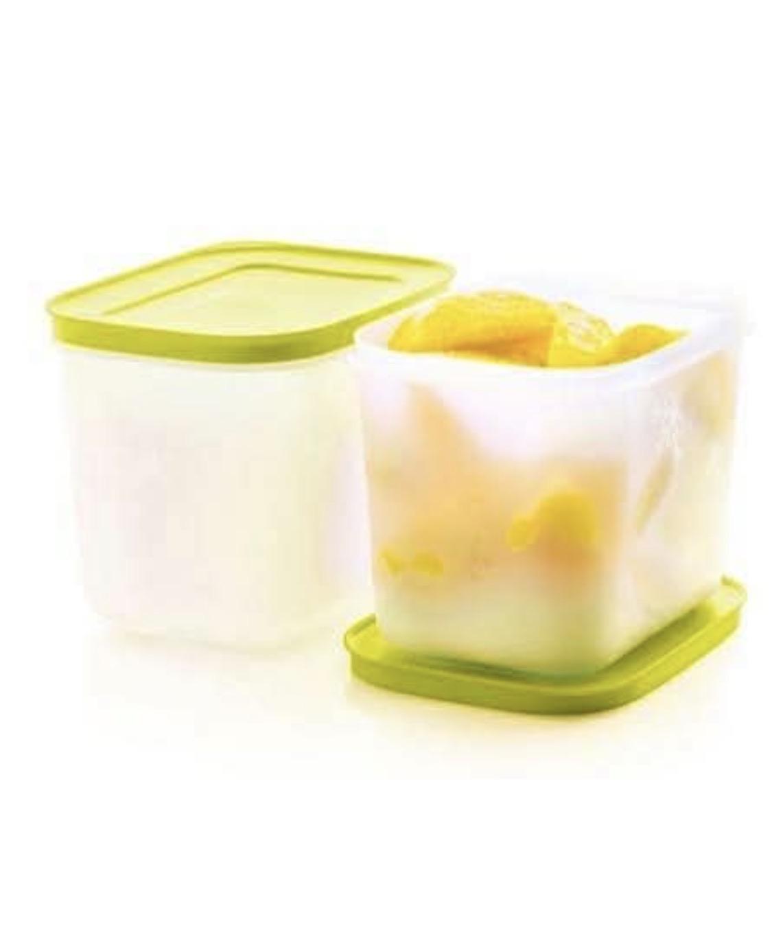 TUPPERWARE Gefrier-Behälter 1,1 L weiß-gel hoch (2) Eis-Kristall Eiskristall