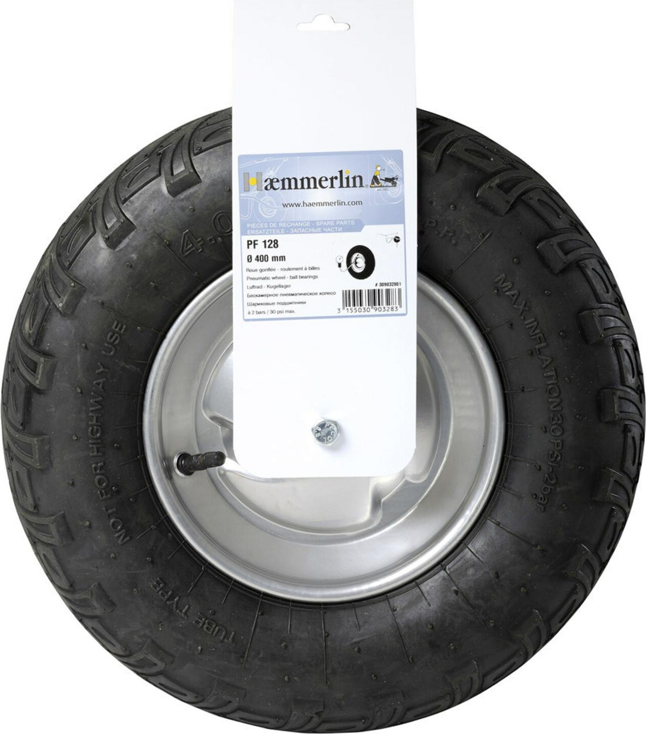 HAEMMERLIN Haemmerlin Luftrad m. Metallfelge u.Kugellager u. Achse 400x100mm 309032801