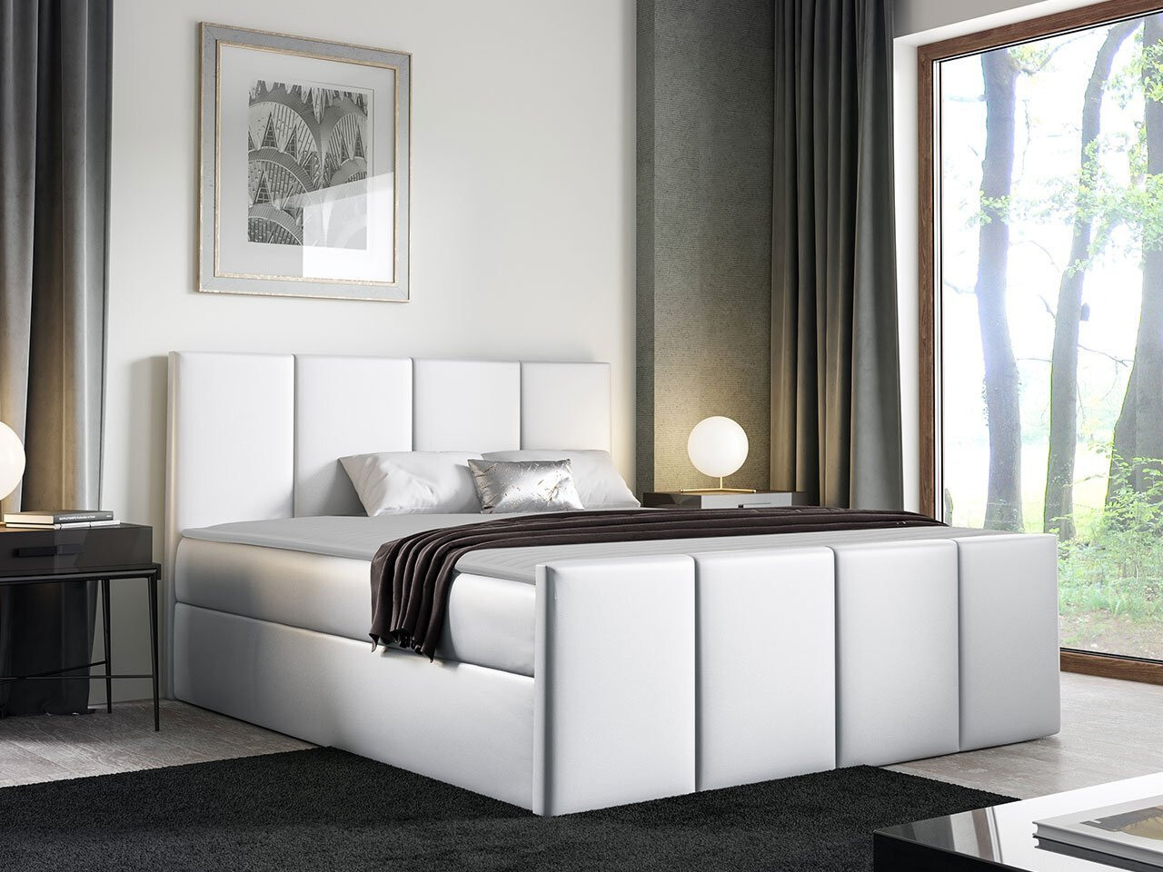 Hotelová manželská posteľ 180x200 MORALA - biela + topper ZDARMA