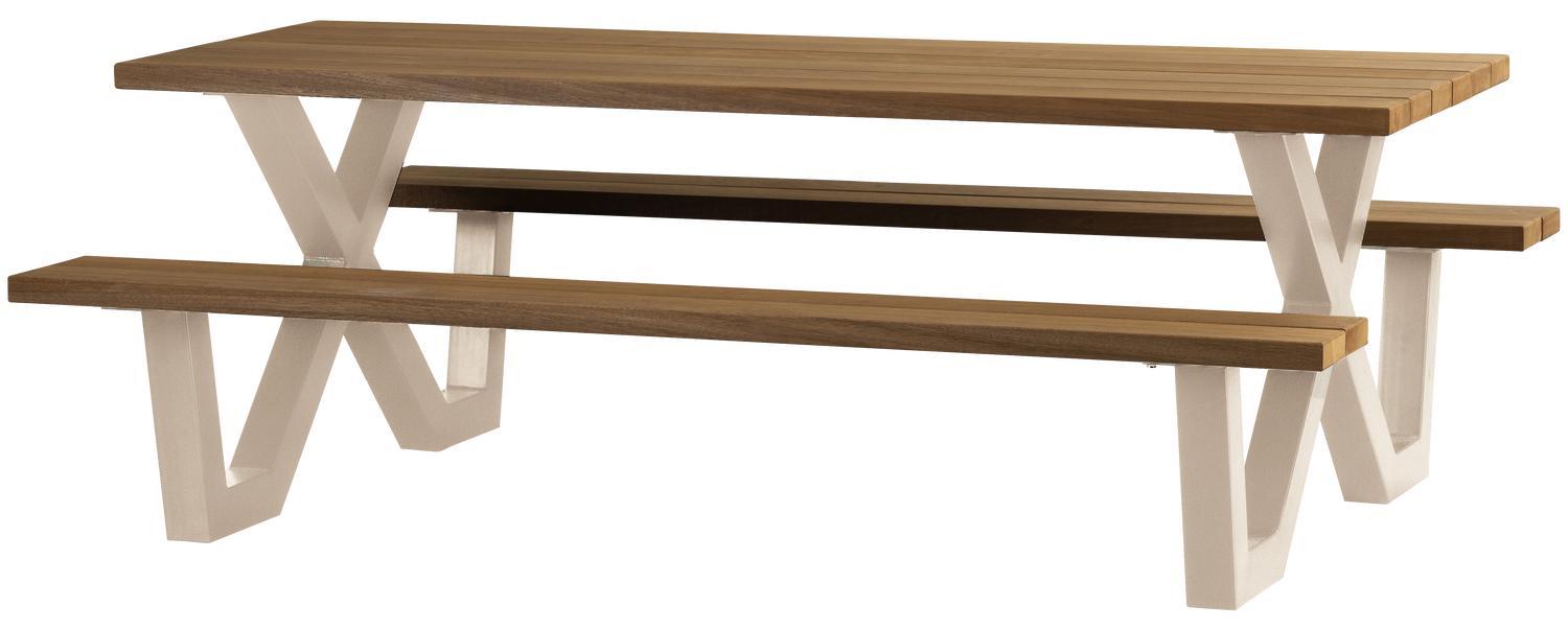 Woood Tablo Garten Picknick Tisch Ayous Sand X-Poot Metal 376036-Z