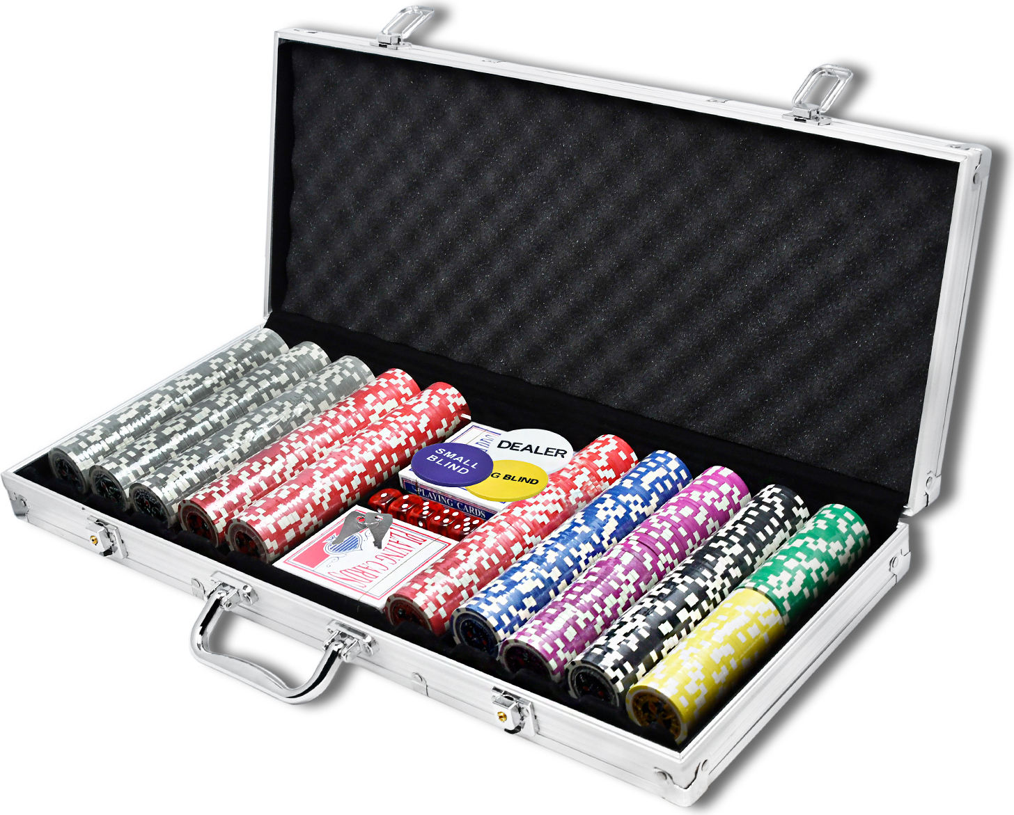100 Jetons De Poker Avec Valeurs – 5, 10, 20, 50, 100, 5 Couleurs, Pochette Velours, Diam. 3,5 Cm