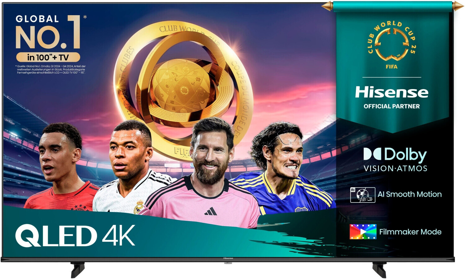 Hisense 55E77Q, QLED-Fernseher (139 cm (55 Zoll), schwarz (2025)