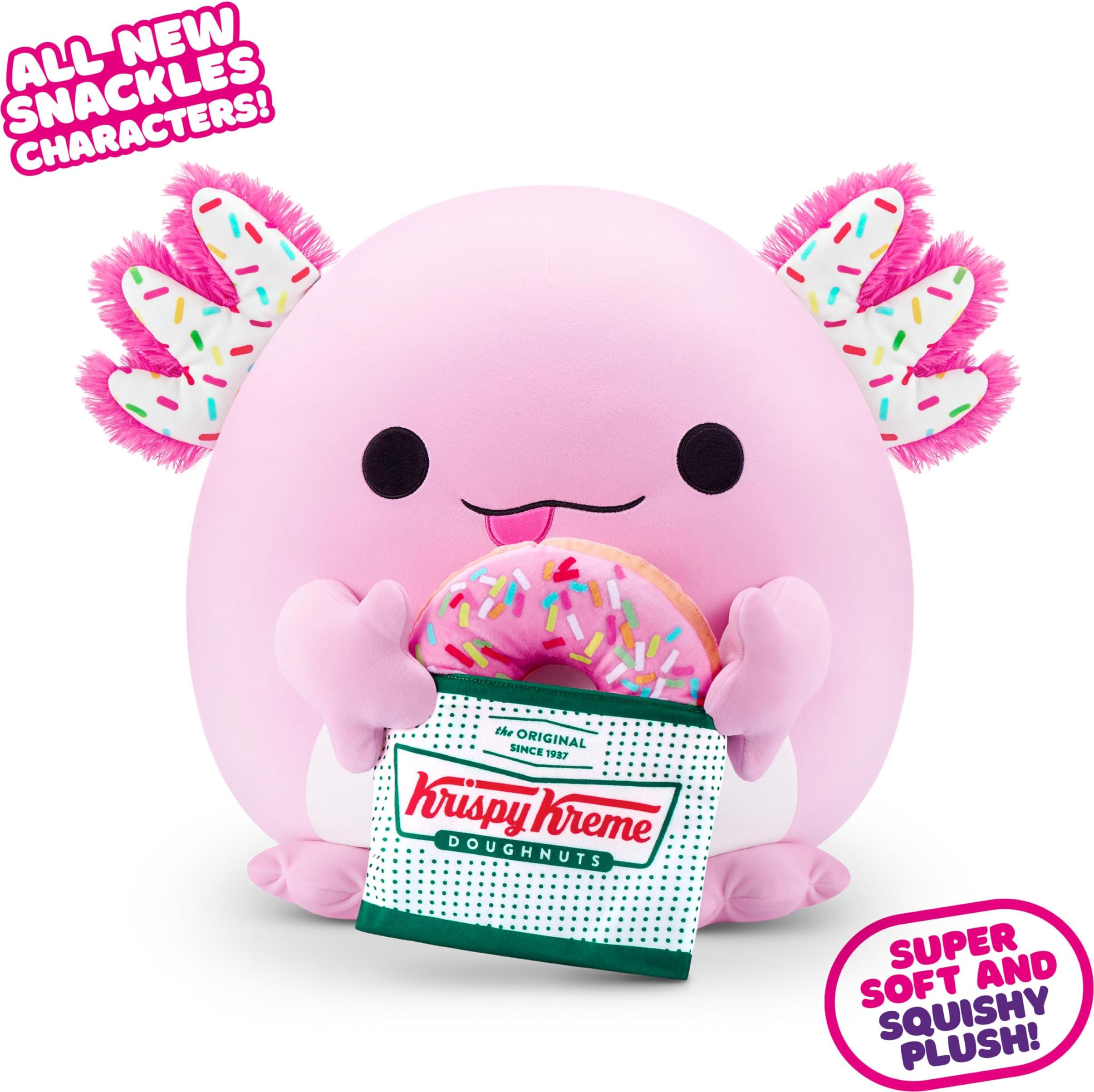 Snackles, Series 2, Axolotl (Krispy Kreme), Kuschelig-weiches, beruhigendes, 40 cm großes Plüschspielzeug mit lizenziertem Snackmarken-Accessoire (Axolotl) 77605M