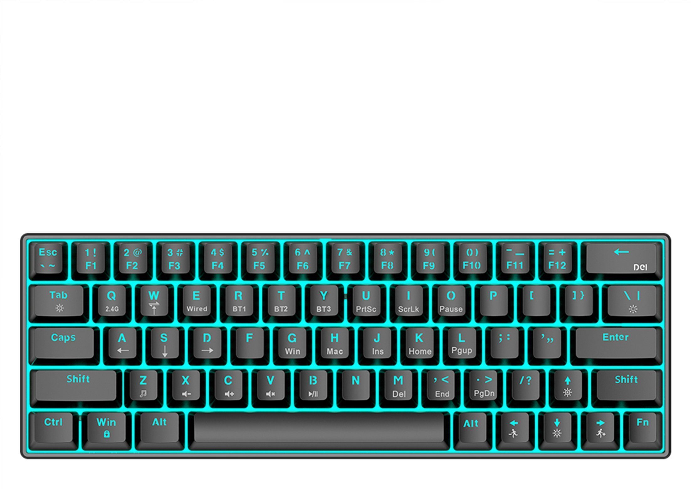 KINSI Mechanische Tastatur,Kabellose/Kabelgebundene Tastatur,Bluetooth, Schwarz