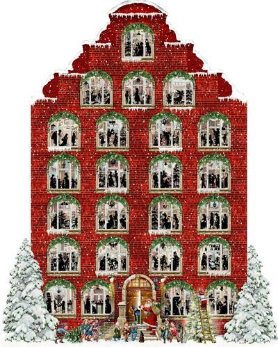 Nástenný adventný kalendár - Nostalgický vianočný domček
