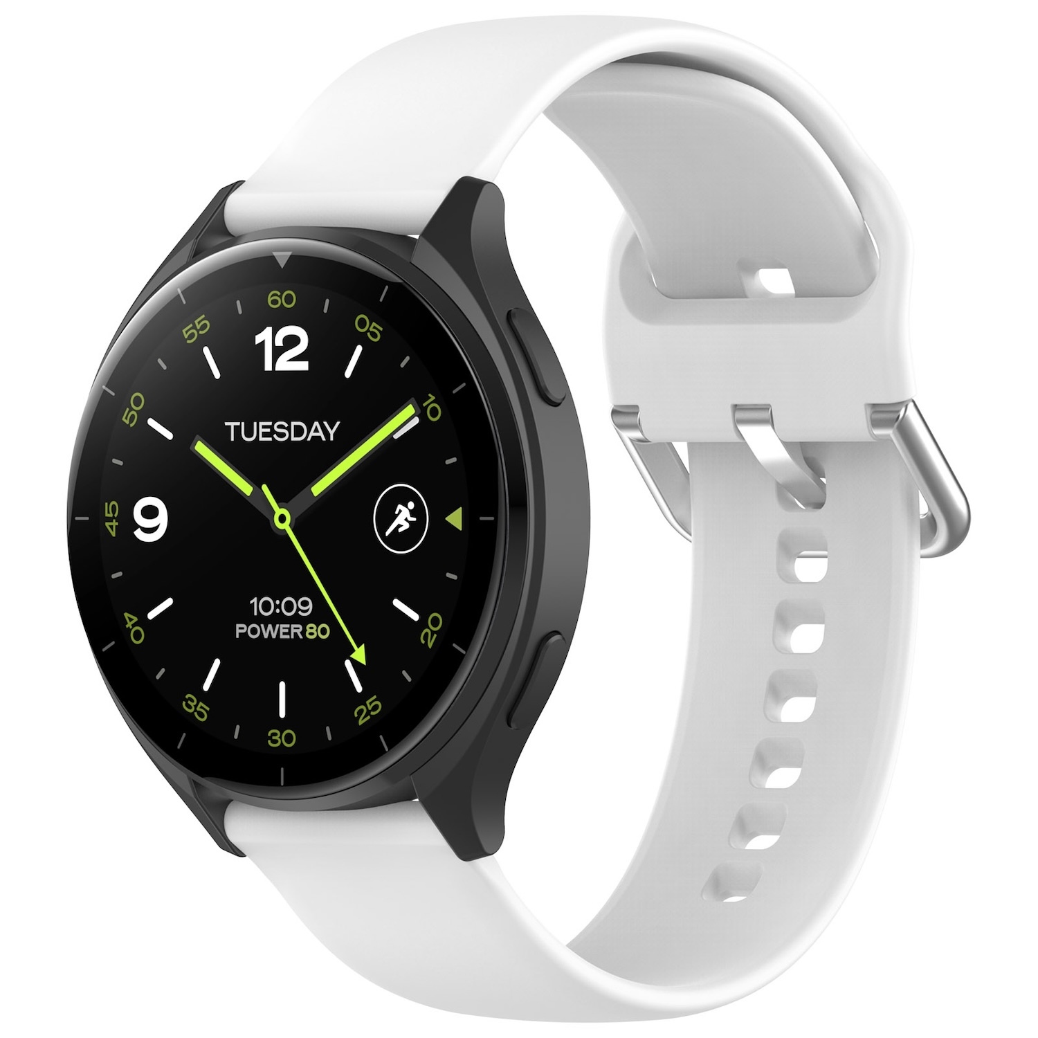 Pre Xiaomi Watch 2 Vysokokvalitný silikónový jednofarebný remienok Kovová pracka Hodinky Náhradný pásik na ruku Veľkosť L Biela