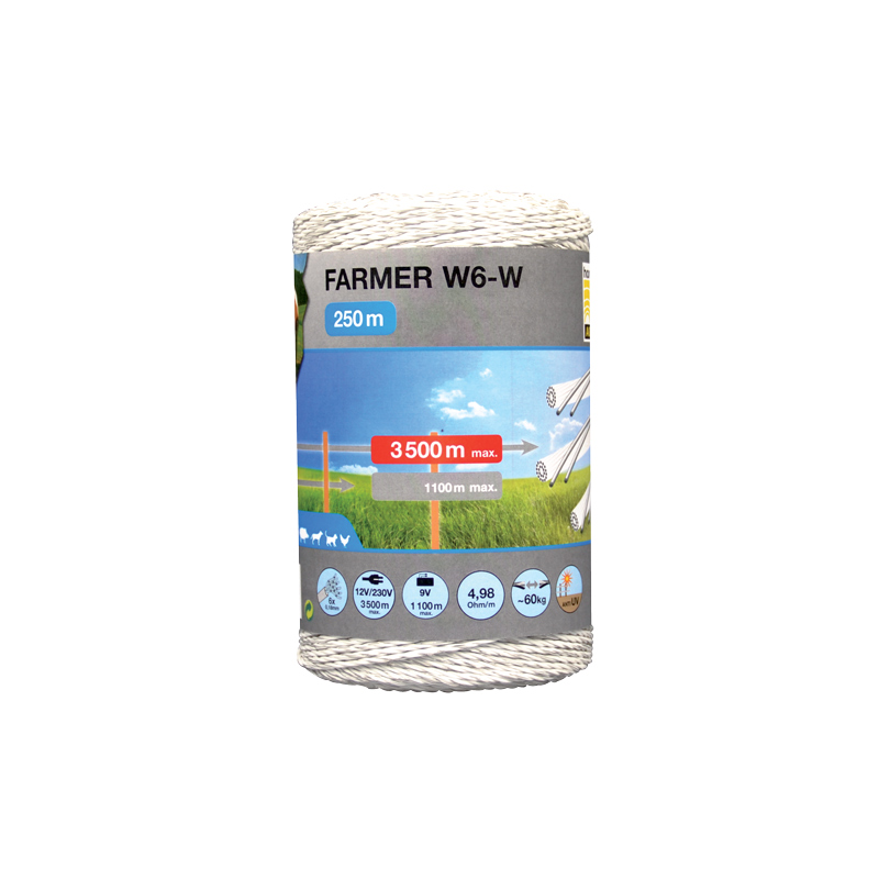 horizont FARMER Litze, 250-400 m, 6 Leiter | Weidezaunlitze, Leitermaterial Spulenlänge: 250 m 15282