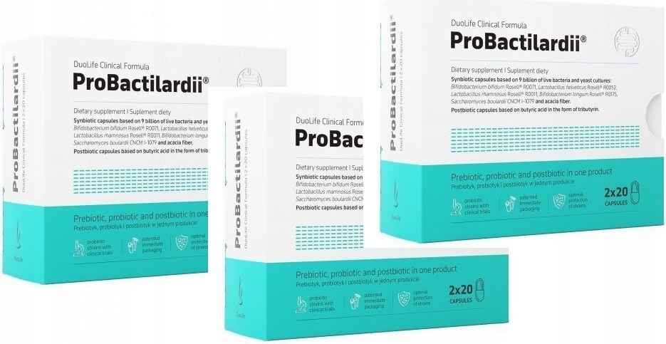 Duolife Probiotic Präbiotische Postbiotische Kapseln 40 Stück Probactilardii