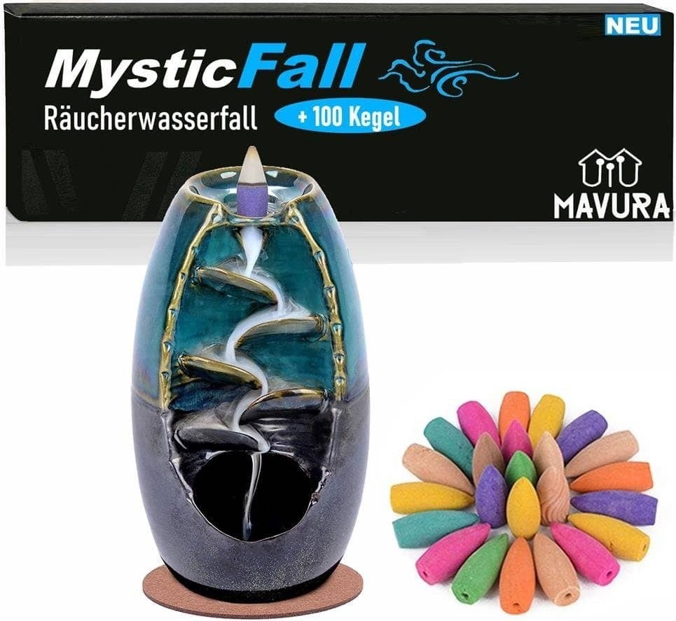 MAVURA MysticFall Räucherwasserfall Rückfluß Räuchergefäß Duft Kegel Weihrauchbrenner A849