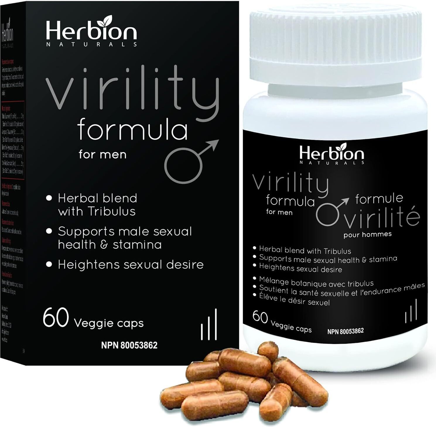 Herbion Naturals Virility Formula – Bessere Energie, Kraft, Leistung und Ausdauer – Nicht hormonell, nicht steroidal – 60 vegetarische Kapseln