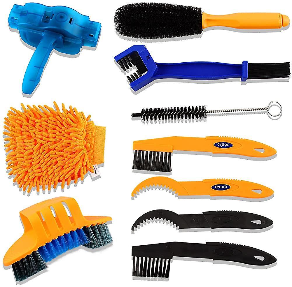 RPSTrading Fahrrad-Reinigungsset, Fahrrad-Reinigungswerkzeug, 10-teiliges Fahrrad-Reinigungsset FF22-1231-F19-M1301