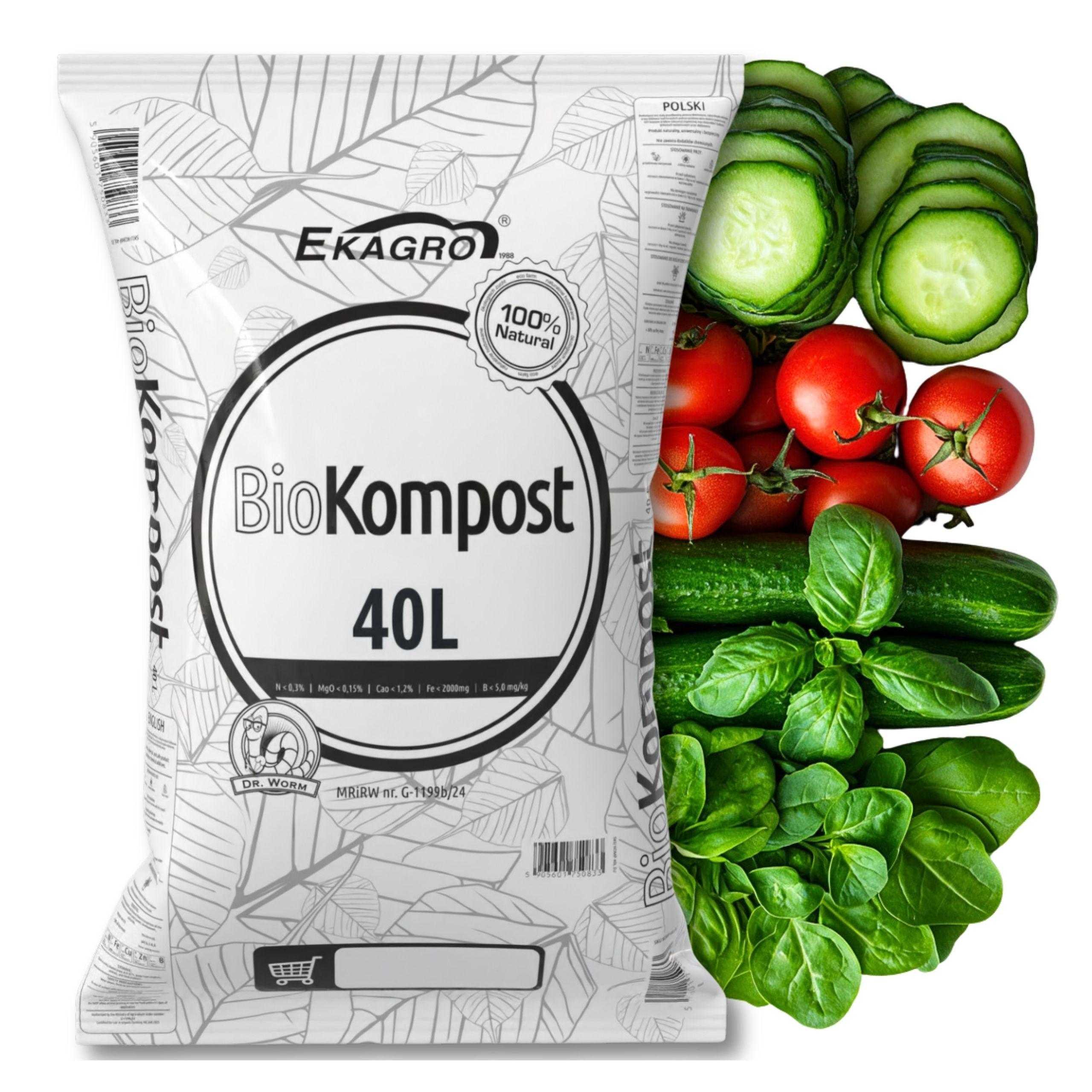 EKAGRO WurmKompost 40 L Wurmhumus, Wurmdünger, Universaldünger für Tomaten, Kompost Ekagro Wurmhumus