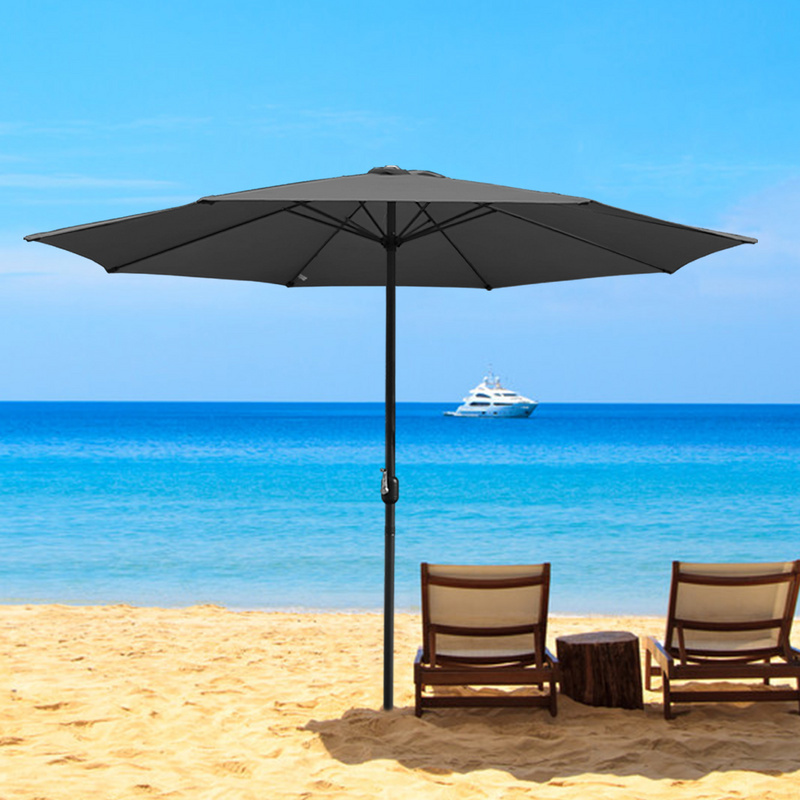 Fiqops Sonnenschirm Ø300cm, Gartenschirm, ohne knickbar, Schirmtuch mit PA-Beschichtung, UV-Schutz bis UPF 50+, ohne Ständer, grau RL-HG5410-1-DCi