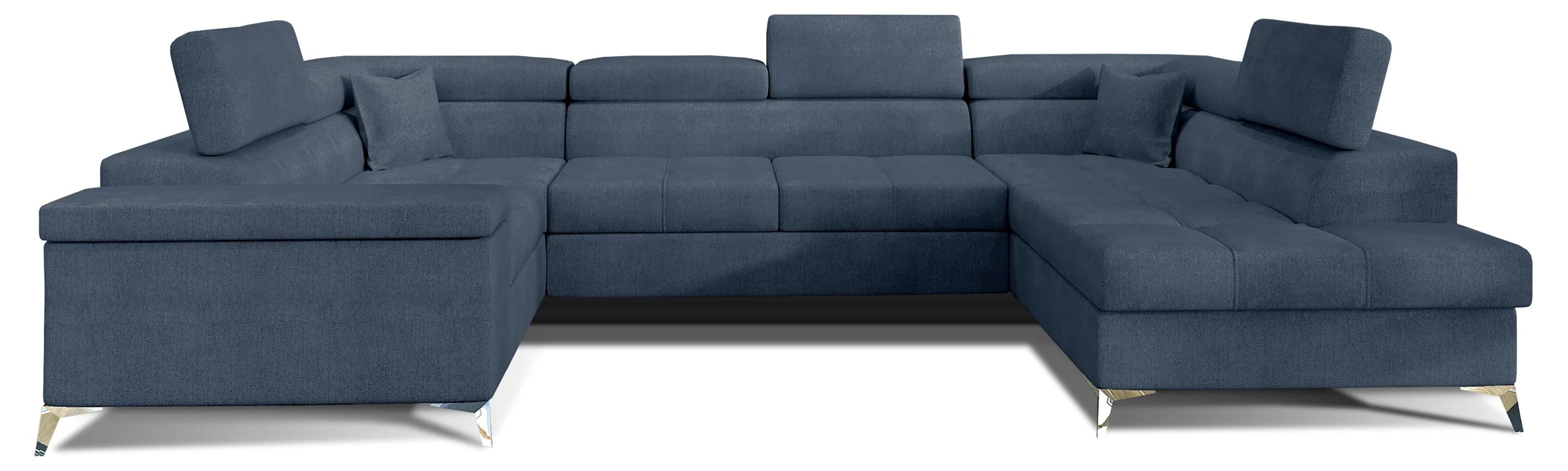 VENETI Geräumiges U-förmiges Sofa SEREIA – blau, rechte Ausführung 162-01-02042