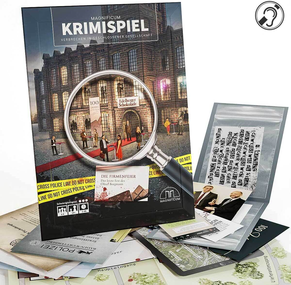 MAGNIFICUM Krimispiel: Die Firmenfeier - Das letzte Fest des Oliver Borgmann | Brettspiel & Escape Room Spiel für Erwachsene | Krimi-Abenteuer
