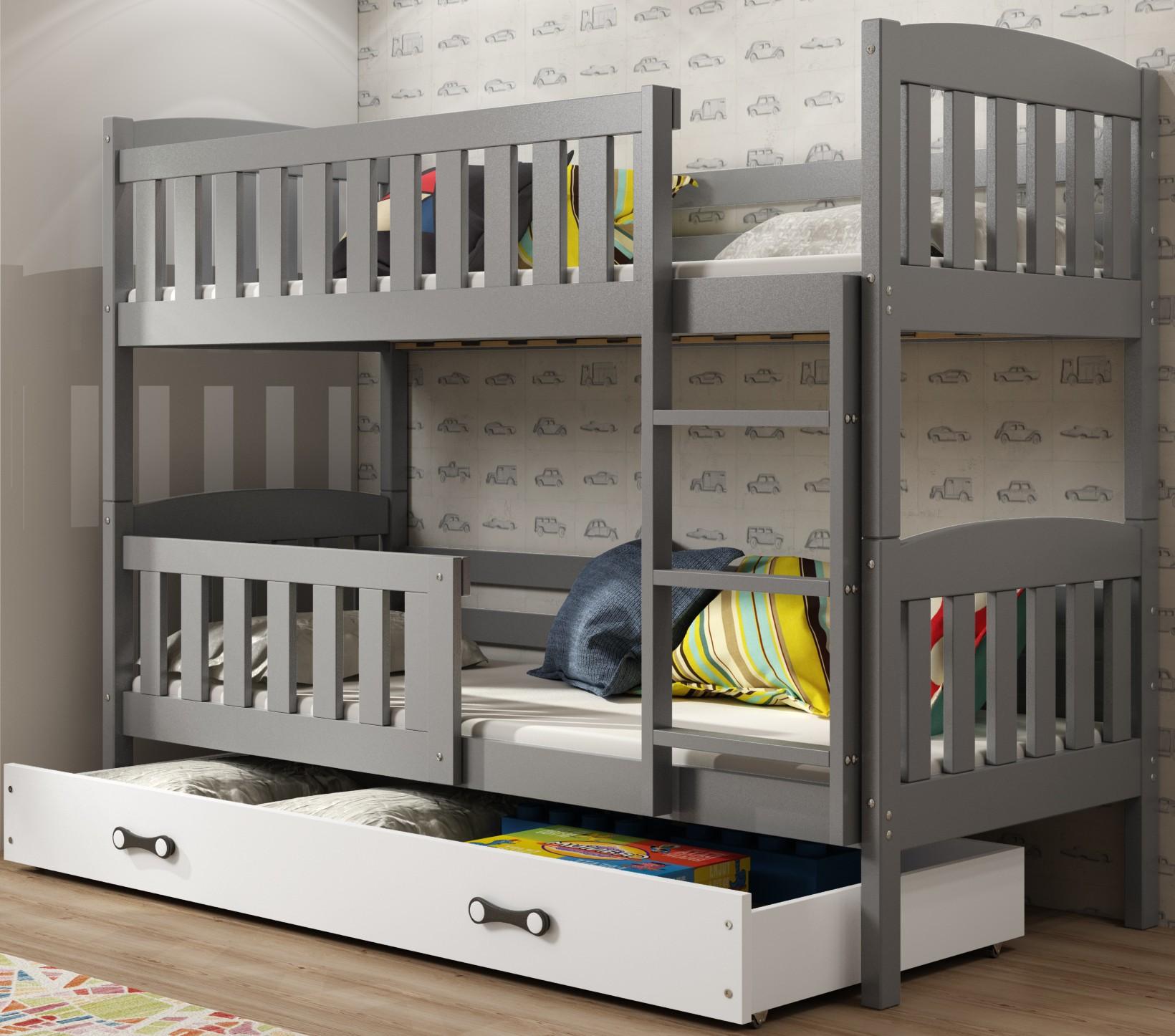 BMS Group Sawomir Pegza Interbeds Etagenbett Hochbett 190x90cm Stockbett Holzbett Kiefernholz Kinderbett Jugenbett mit Lattenrost und Rausfallschutz