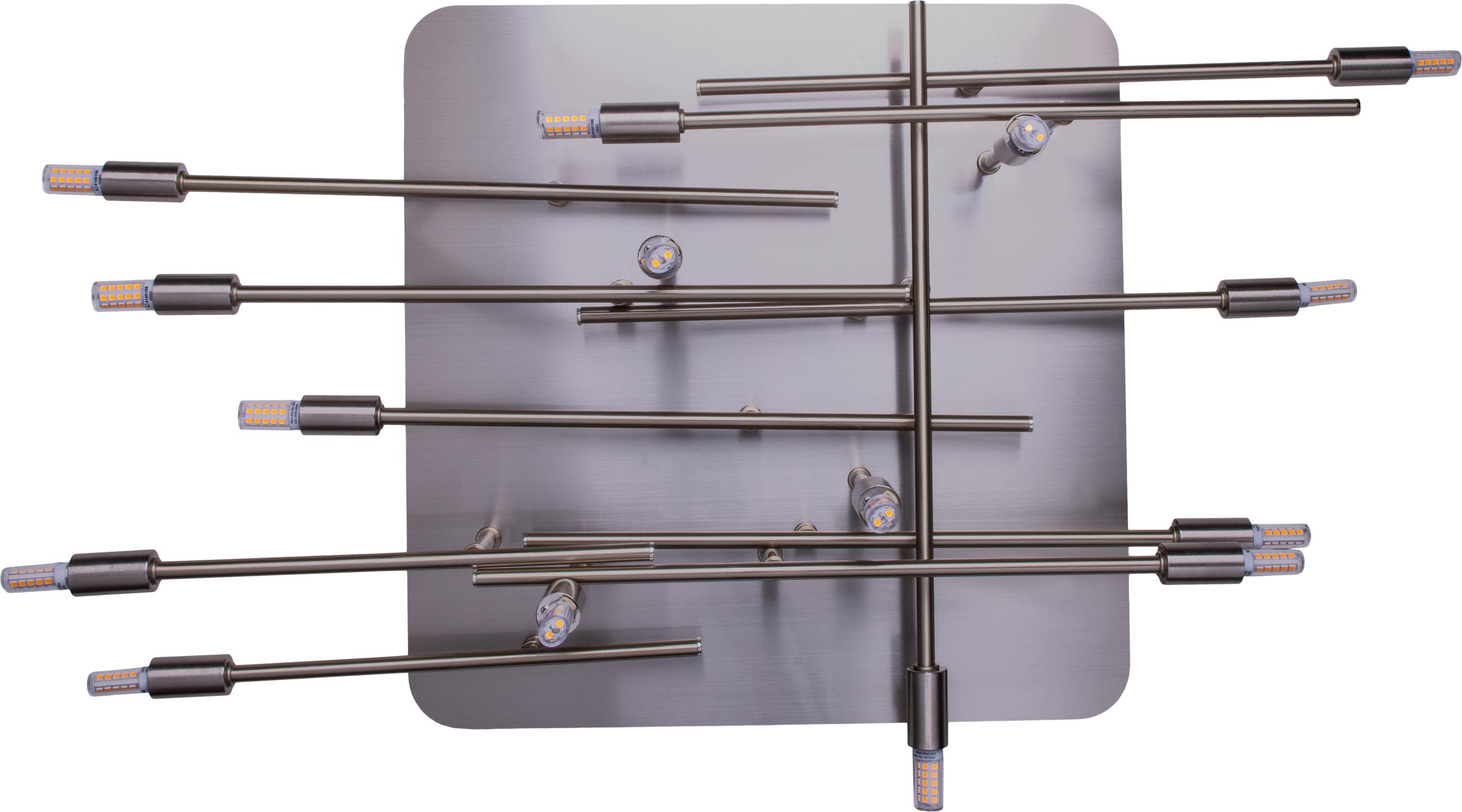 Näve Leuchten LED Deckenleuchte "ANCONA" mit Backlight stahl-blank LED Deckenleuchte "ANCONA" mit Backlight stahl-blank Deckenleuchten - LED Deckenleuchte "ANCONA" mit Backlight stahl-blank, Deckenlampe im Industrial Style, aus Metall in stahl-blank, 71 x 70 x 15 cm, G9-Fassung - Trifft nicht zu