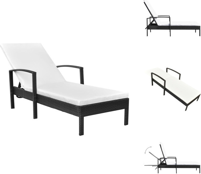 vidaXL Lehátko s vankúšom z polyratanu čierne - Lehátka