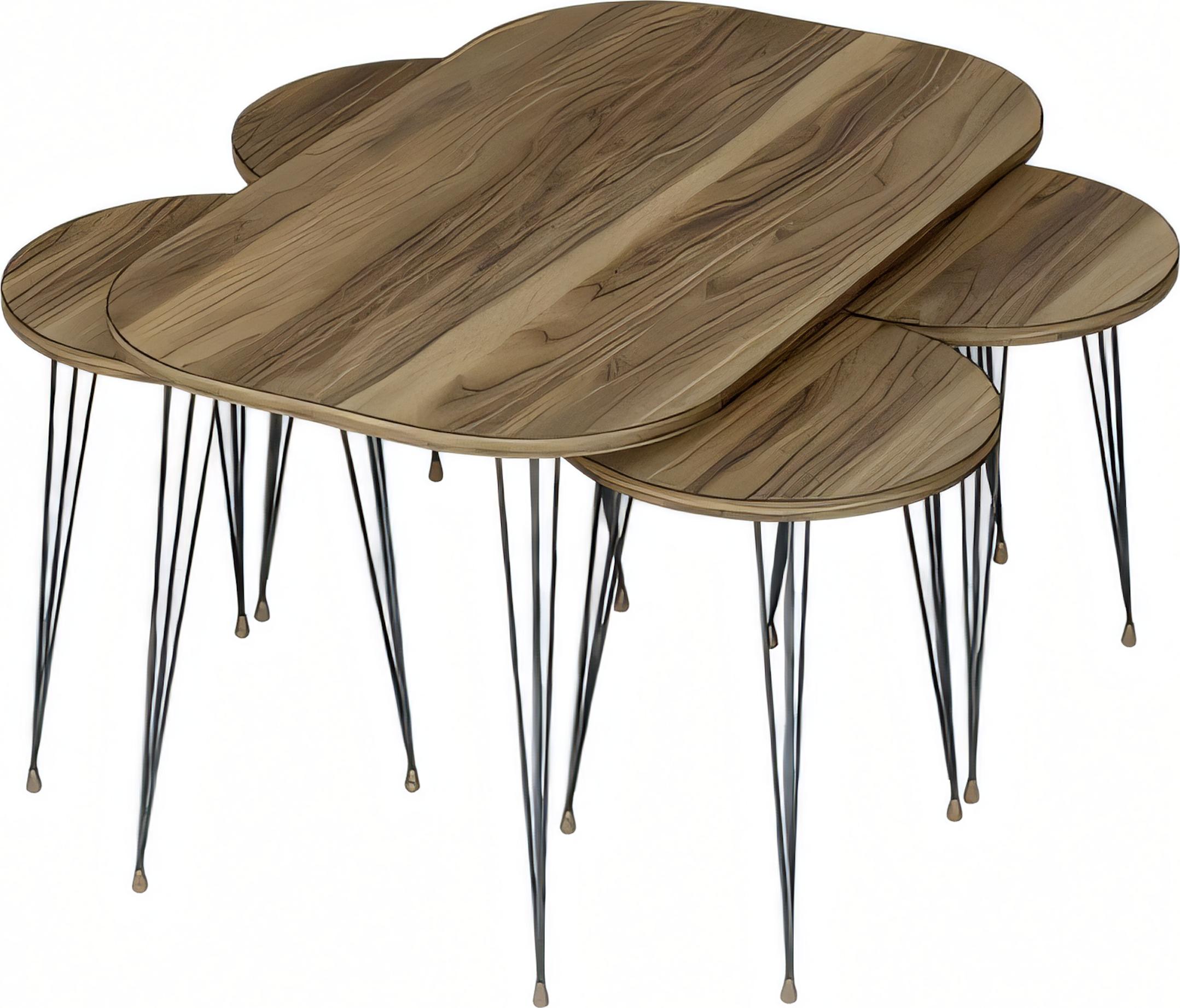 AEA Eleganter brauner Holz-Couchtisch mit Beistelltischen im modernen Stil