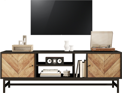Gotagee Lowboard vielseitigem 150 x 38 x 55 cm Schwarz + Holz Spanplatte TV-Schrank mit vielseitigem Staurau Stauraum Schraenken inkl Schraenken Schrank-N621P198053S