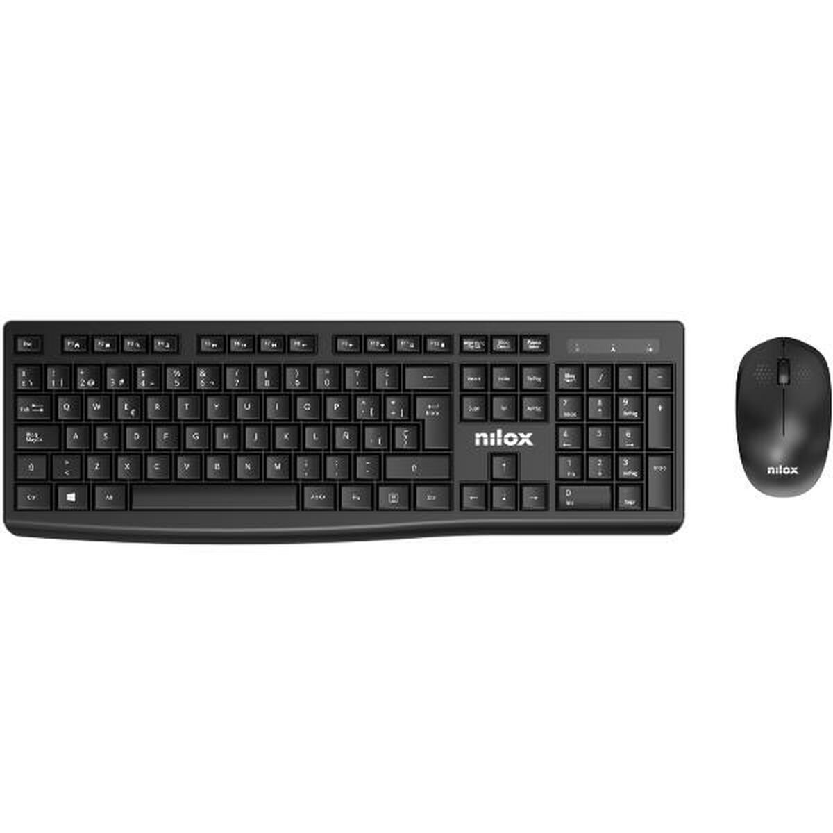 Tastatur mit Maus Nilox NXKMWE012 Schwarz Qwerty Spanisch S0240564