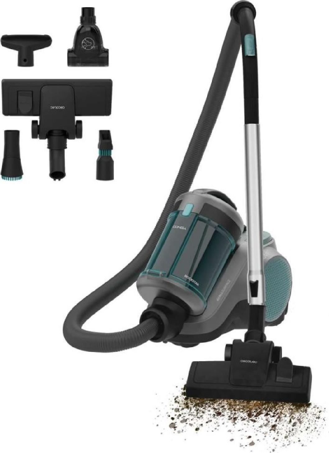 Cecotec Conga Rockstar Cyclonic Powerbag, 900 W, Bubnový vysávač, Suchý, Bezvreckové, 2 L, HEPA