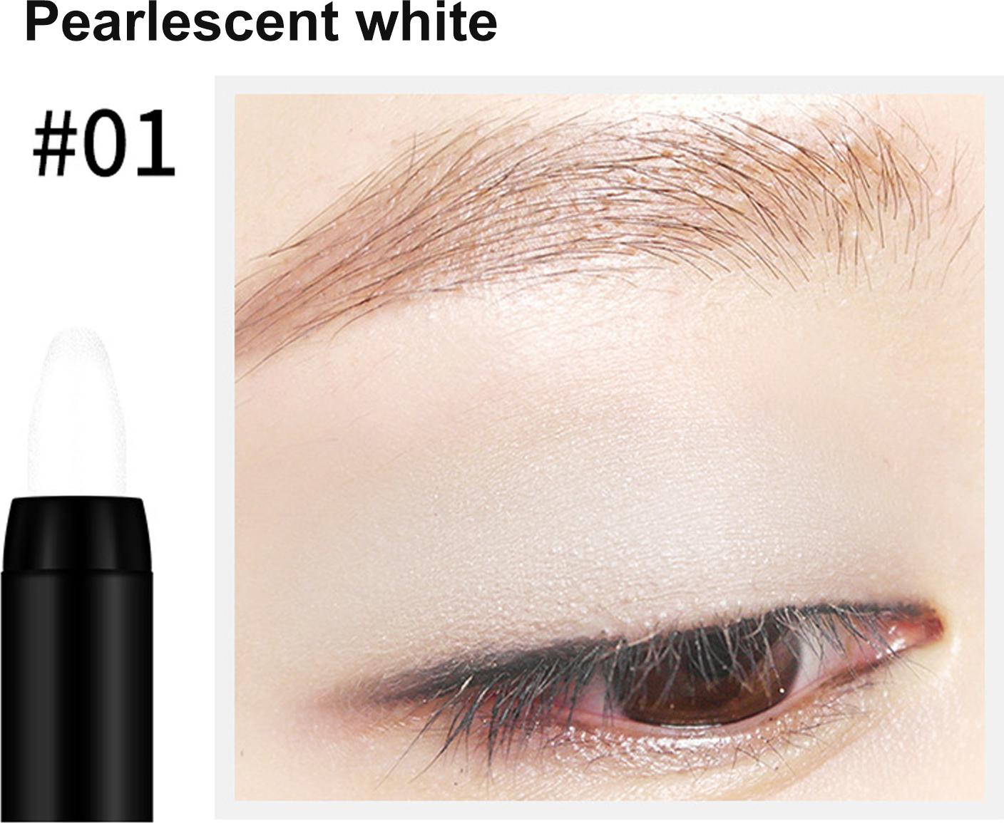 Crrynuo Lidschattenstift, wasserfester Lidschattenstift, schimmernder Lidschattenstift, lang anhaltender Lidschattenstift, kreieren Sie Glitzer-Augen-Make-up (Perlglanzweiß) KAU-UN-LR-EB-20250908-7