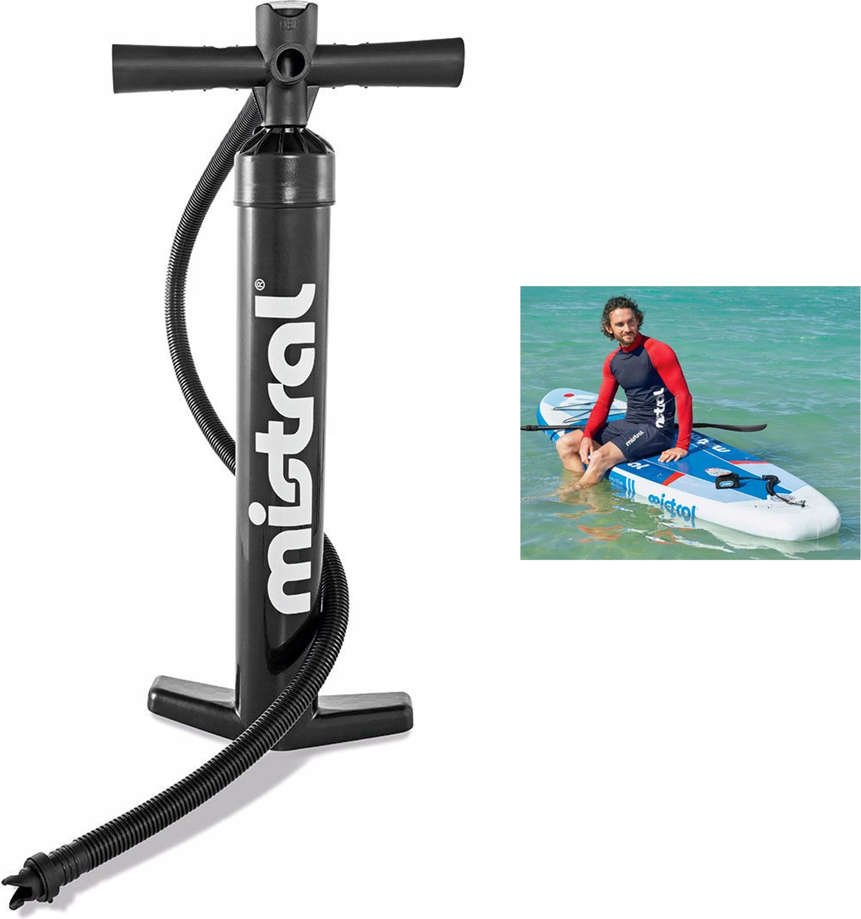 Sup Mistral Board Pumpe, Mit Druckmesser, 1.8+1.4L, Doppelhub Pvc