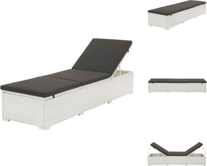 vidaXL Lehátko s vankúšom z polyratanu biele - Lehátka