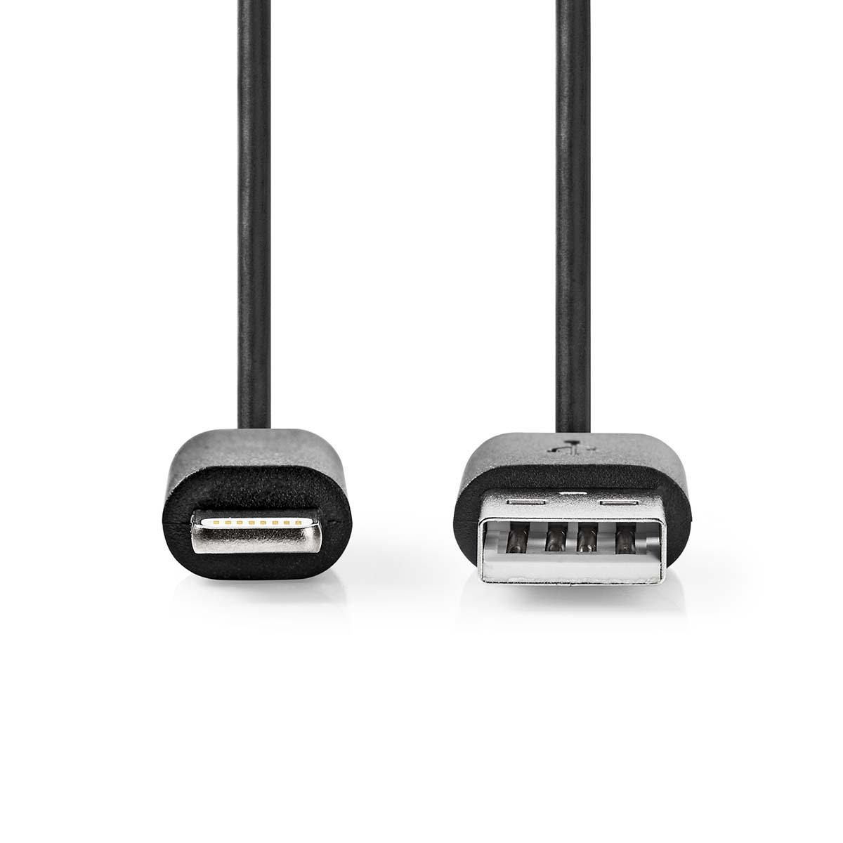 Nedis Lightning kábel - USB 2.0 - Apple Lightning 8-pin - Konektor USB-A - 480 Mb/s - Poniklovaný - 1,00 m - Okrúhly - PVC - Čierny - Box