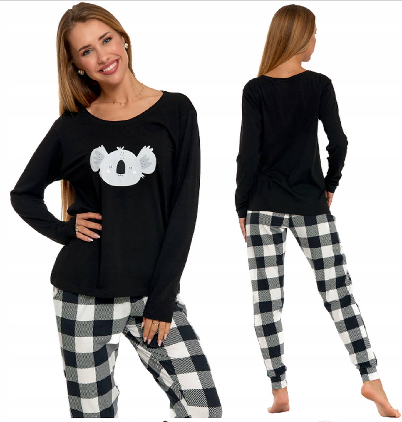 Damen Schlafanzug Set - Langarm Pyjama Mit Taschen & Weiten Beinen