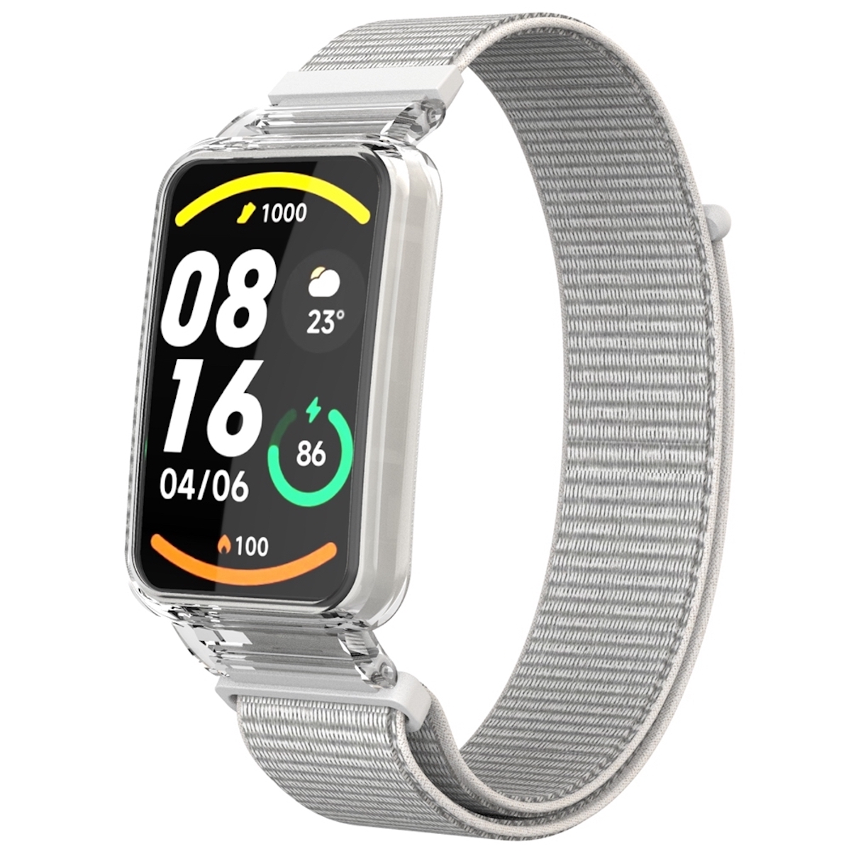 Pre Xiaomi Mi Band 7 Pro 2 v 1 Watch Band s nylonovou tkaninou a integrovaným ochranným krytom Náhradné inteligentné hodinky Smart Watch Silver