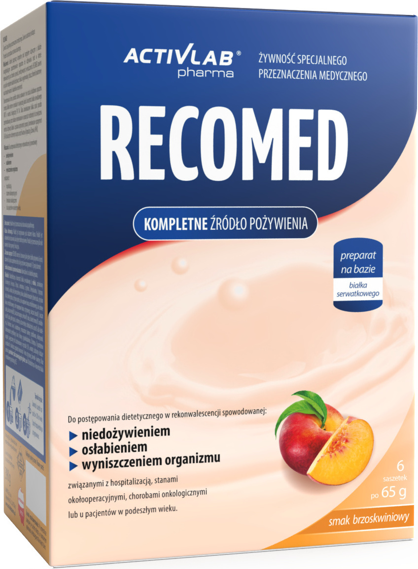 Activlab RECOMED 6 x 65 g (Beutel), Lebensmittel für besondere medizinische Zwecke, eine vollwertige Nahrungsquelle - Pfirsich FR/336