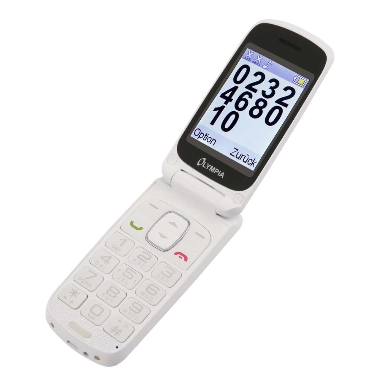 OLYMPIA Mobiltelefon primus weiß Seniorentelefon Seniorenhandy Große Tasten NEW-1172