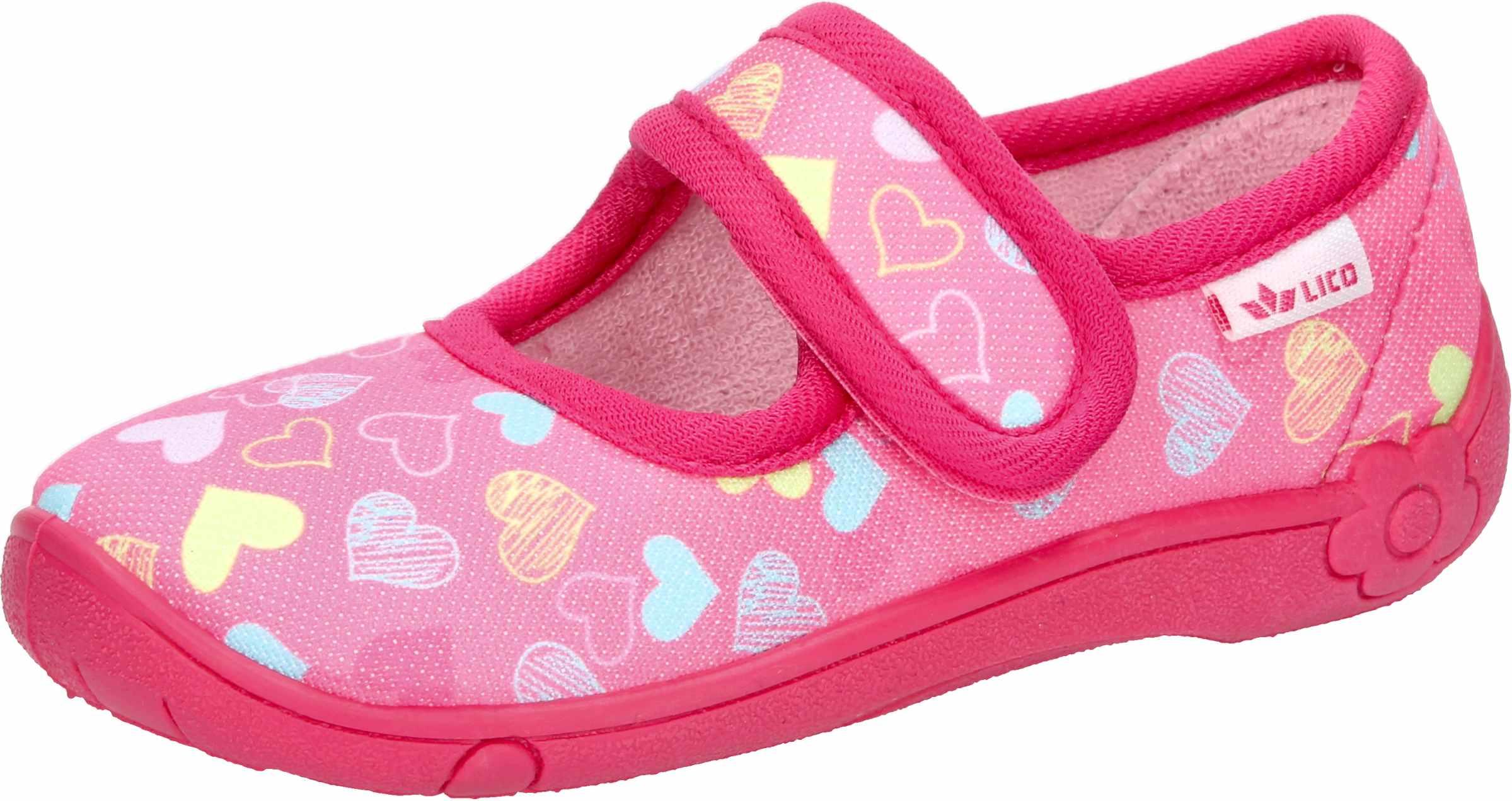 Lico Hausschuh Cookie Girl Textil mit Klettverschluss, atmungsaktiv, Größe 35 760027-35