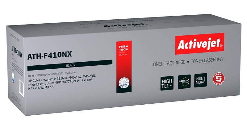Toner Activejet ATH-F410NX pro tiskárny HP; HP 410X CF410X Náhrada; Nejvyšší; 6500 stran; Černá