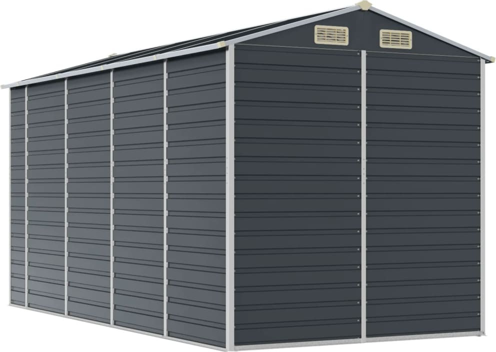 vidaXL Záhradný prístrešok Antracit 191x385x198 cm Pozinkovaná oceľ