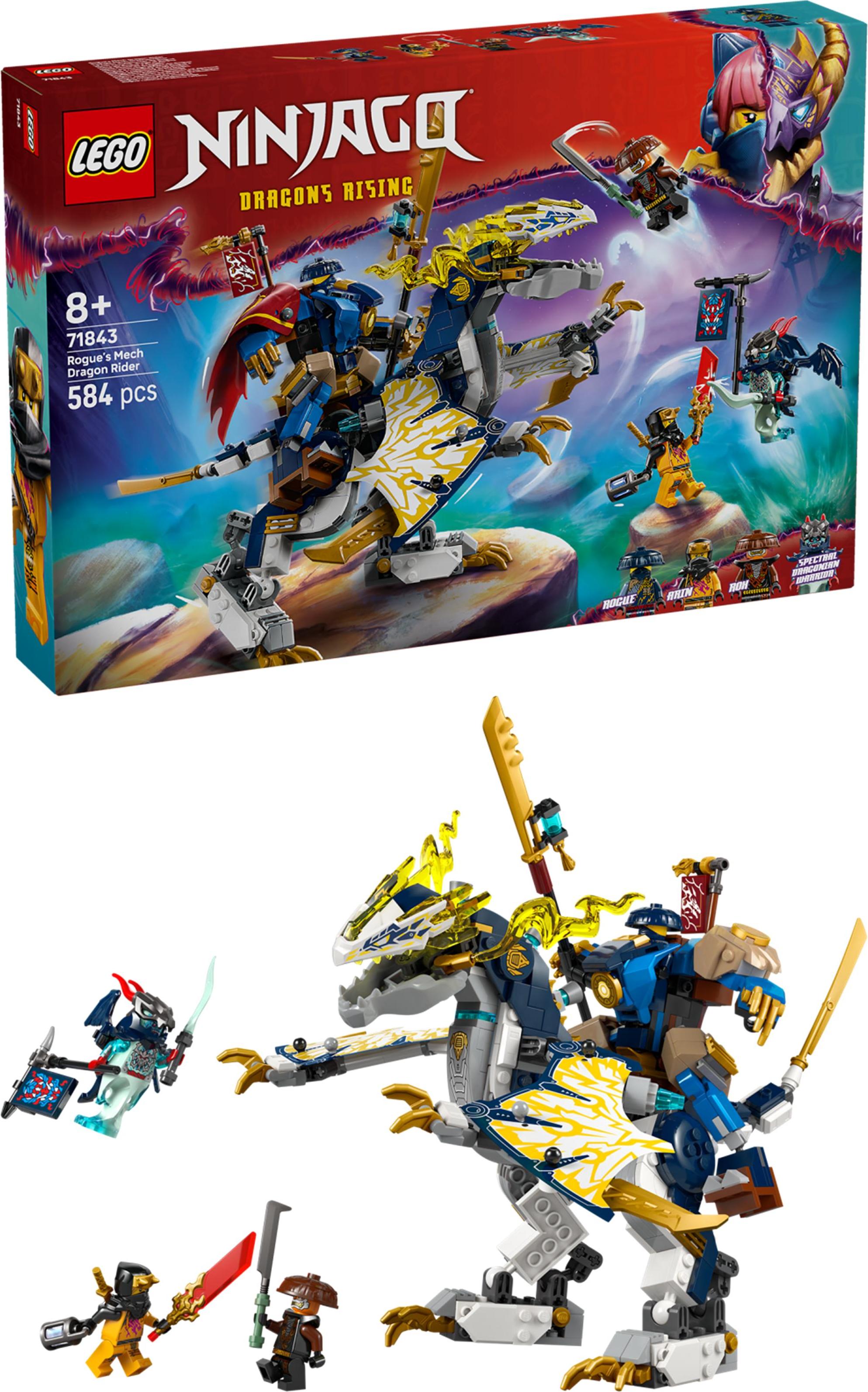 LEGO NINJAGO Rogue a robotický dračí jazdec, Stavebnica, 8 rok / roky, Plast, 584 kusov, 710 g