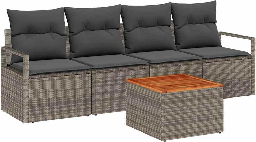 vidaXL Záhradná sedacia súprava 5 ks sivá